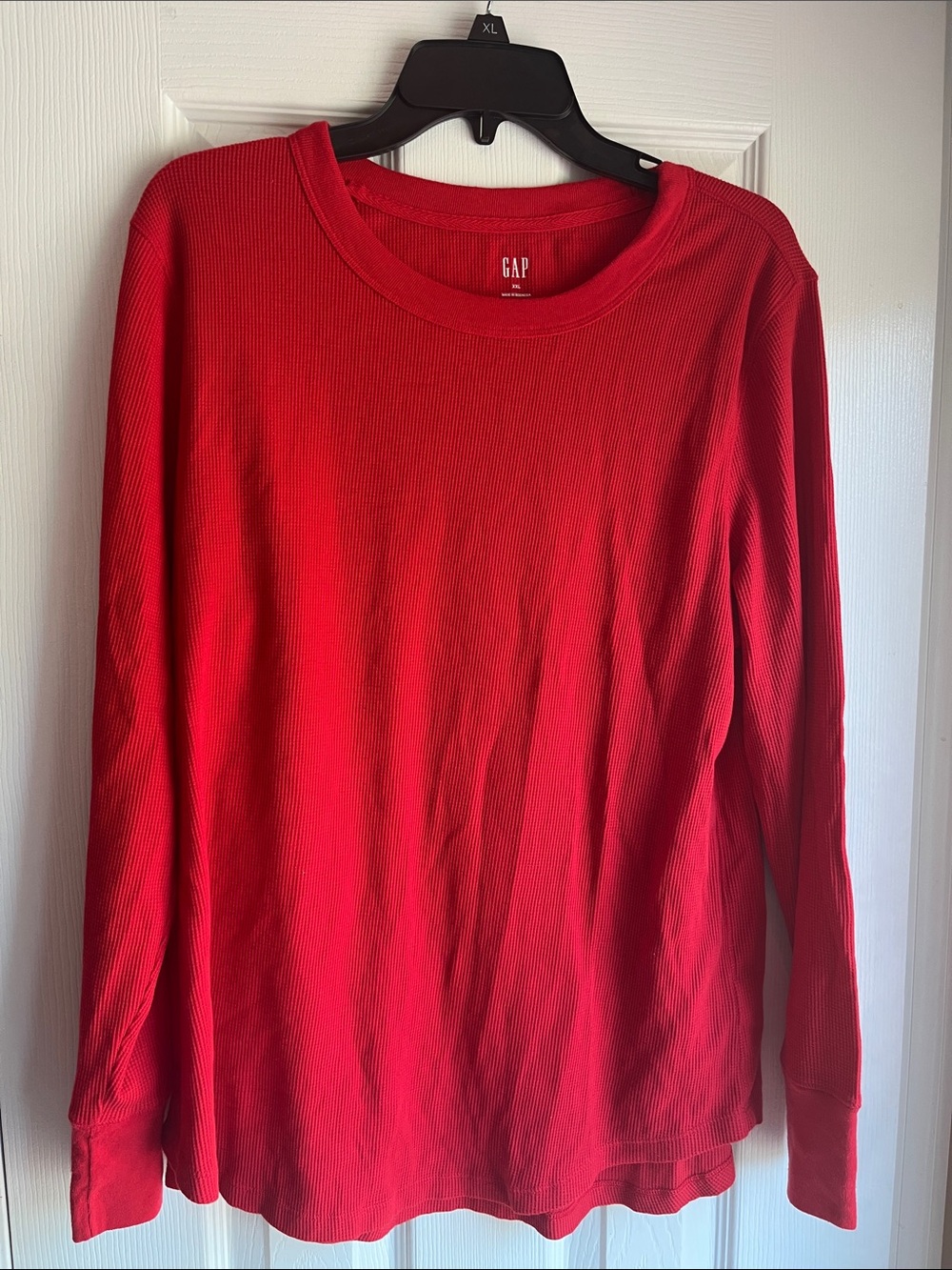GAP Red Waffle-Knit Long Sleeve Shirt
